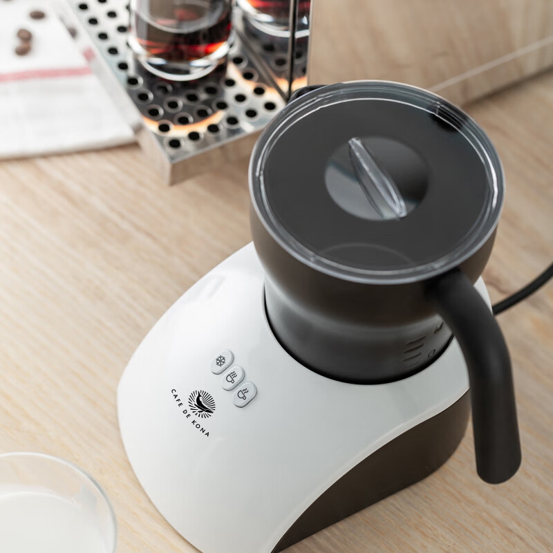 CAFEDE KONA electric milk frother, household coffee milk frother, hot and cold commercial fully automatic frother, heatable milk, white