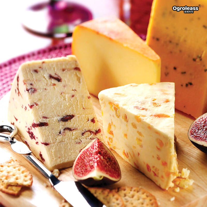 Ogroleass British imported Singleton Wensleydale cheese cheese cheddar cheese cranberry fruit flavor cheese Wensleydale cranberry flavor 400g*1 bag