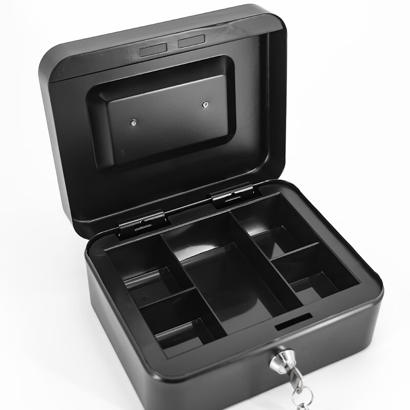 Hasdick portable cashier box with lock, savings box, safe, tool storage box, key, black 25*20*9cm HKCL-854