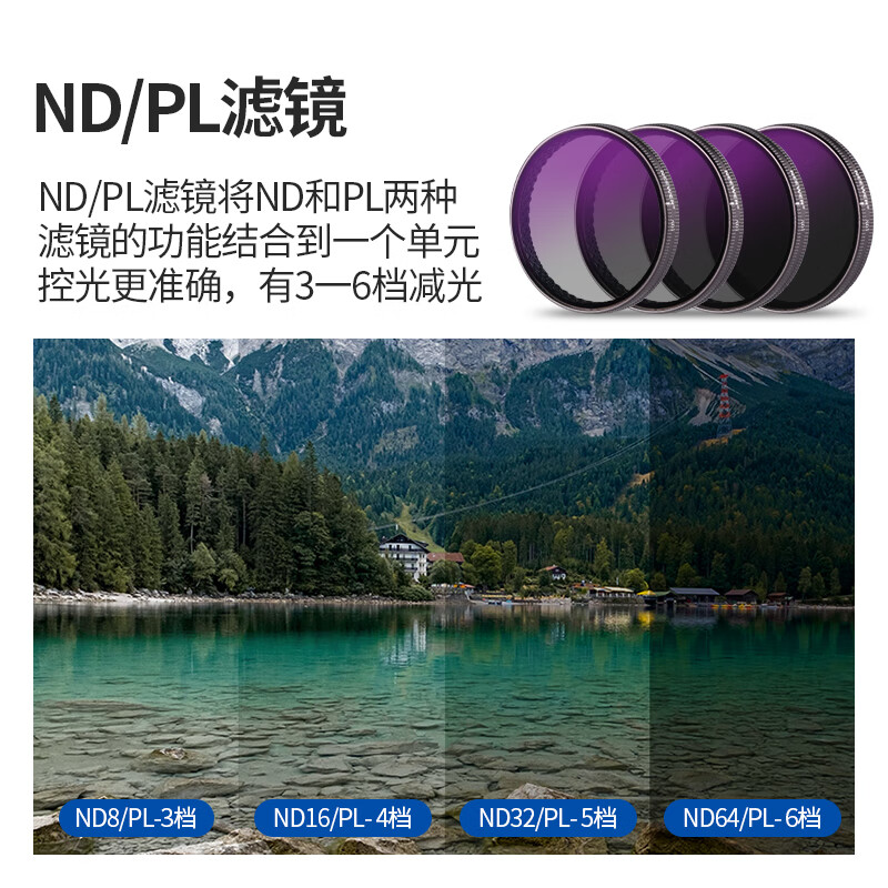 NEEWER is suitable for DJI DJI Action4/5 Pro action camera filter 4-piece set CPL/ND8/ND16/ND32 outdoor photography protective mirror polarizer light-reducing lens accessories