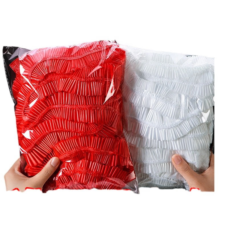Dining table disposable tablecloth drawstring elastic band round table rectangular table plastic cloth tablecloth cover red Spring Festival white drawstring tablecloth 10 pieces suitable for 1 meter in diameter