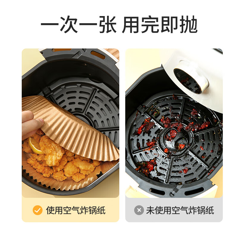 Meiya special paper for air fryer 20cm*40 pieces, baking oil-absorbing paper, grease-proof paper, round paper plate barbecue meat pad paper