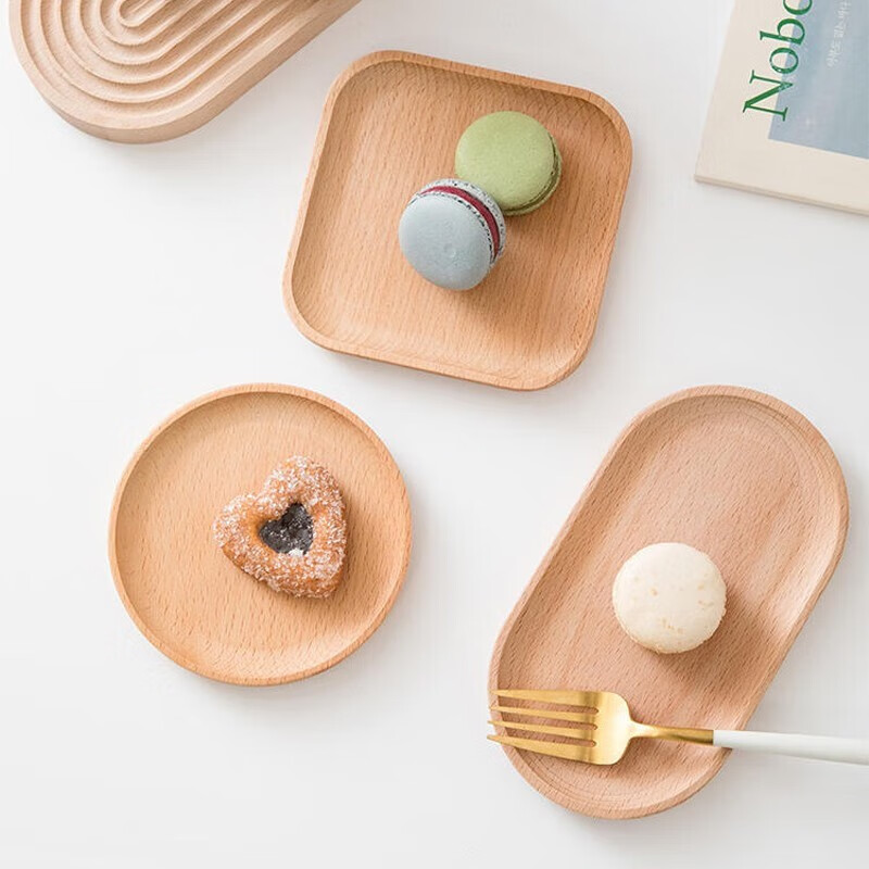 Wilkie wooden tray solid wood wooden tea tray wooden tray fruit tray breakfast tea tray wooden snack tray coffee saucer coffee oval tray 10*18cm