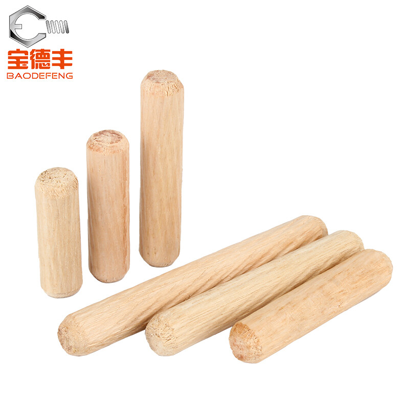 Baodefeng round wood plug wood cabinet connection piece twill wood tenon wood tip wood cork wedge wood peg nail wood dowel solid wood M8x50 50 pieces