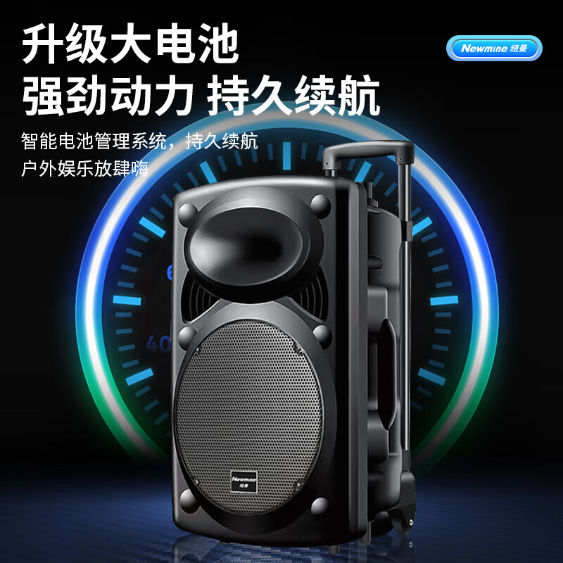 Newman B12 square dance audio 12-inch outdoor karaoke subwoofer Bluetooth audio portable mobile stage trolley speaker amplifier high-power subwoofer B12 40W standard version + dual microphones