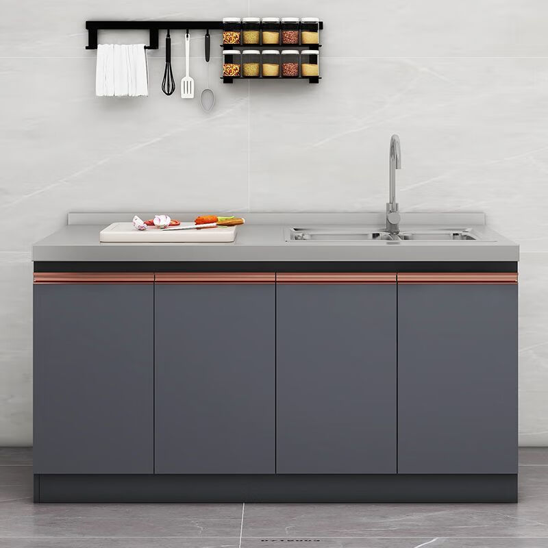 Xili honeycomb aluminum kitchen cabinets stainless steel stove cabinet integrated storage aluminum alloy kitchen cabinet overall simple rental flat model (all aluminum cabinet) 120 cm drawer (thick stainless steel)