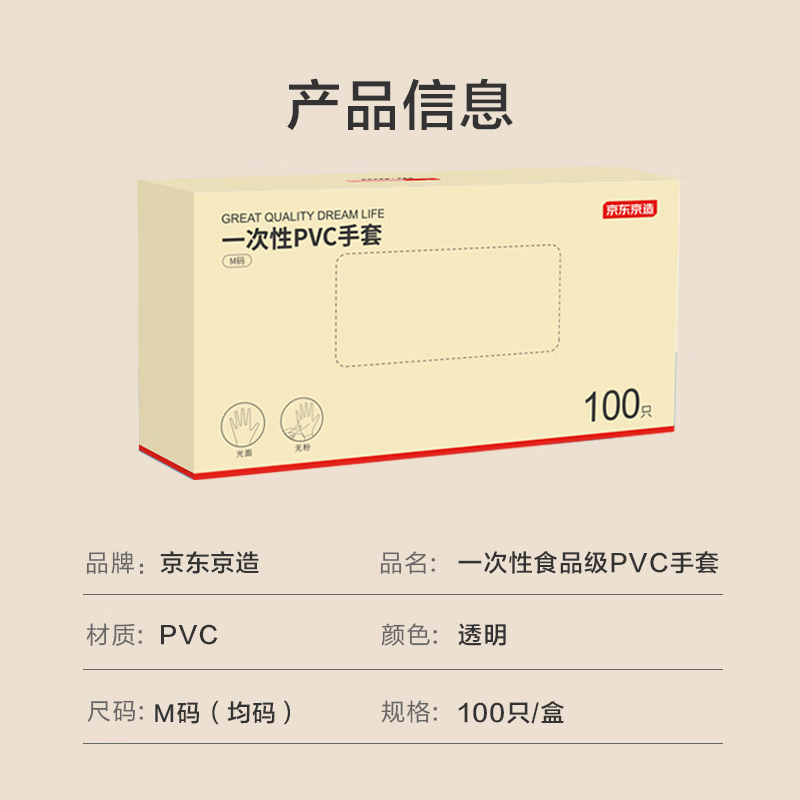 Made in Tokyo, disposable gloves PVC food grade thickened kitchen barbecue camping household cleaning M code 100 pieces