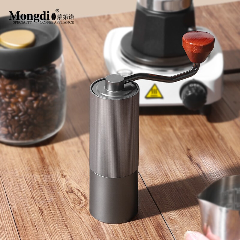 Mongdio hand coffee machine hand grinder coffee bean grinder manual silver gray steel core grinder (5-angle grinding core)