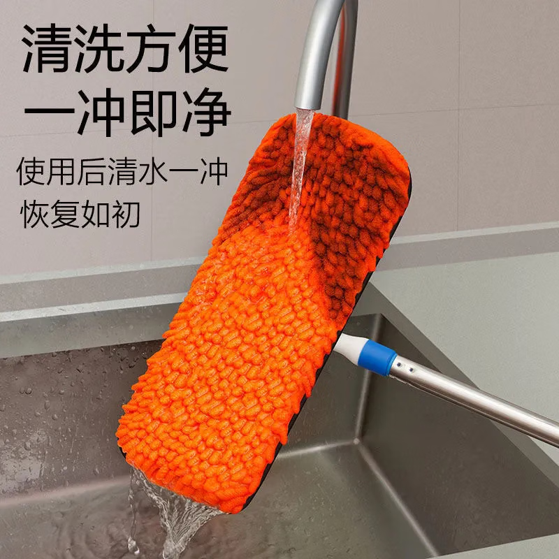 Xianfiya chenille large mop water-absorbing caterpillar household flat mop wooden floor tile wet dual-use mop artifact purple 2 cloth one rod