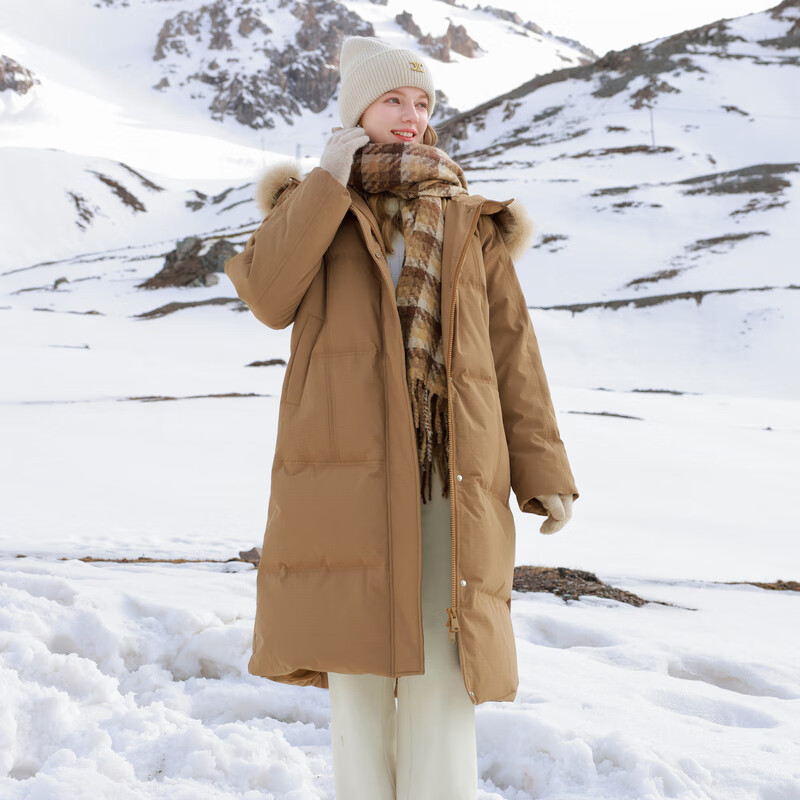 Sancai 2024 new winter style warm goose down jacket fox fur collar down jacket waterproof long warm quilt jacket for women