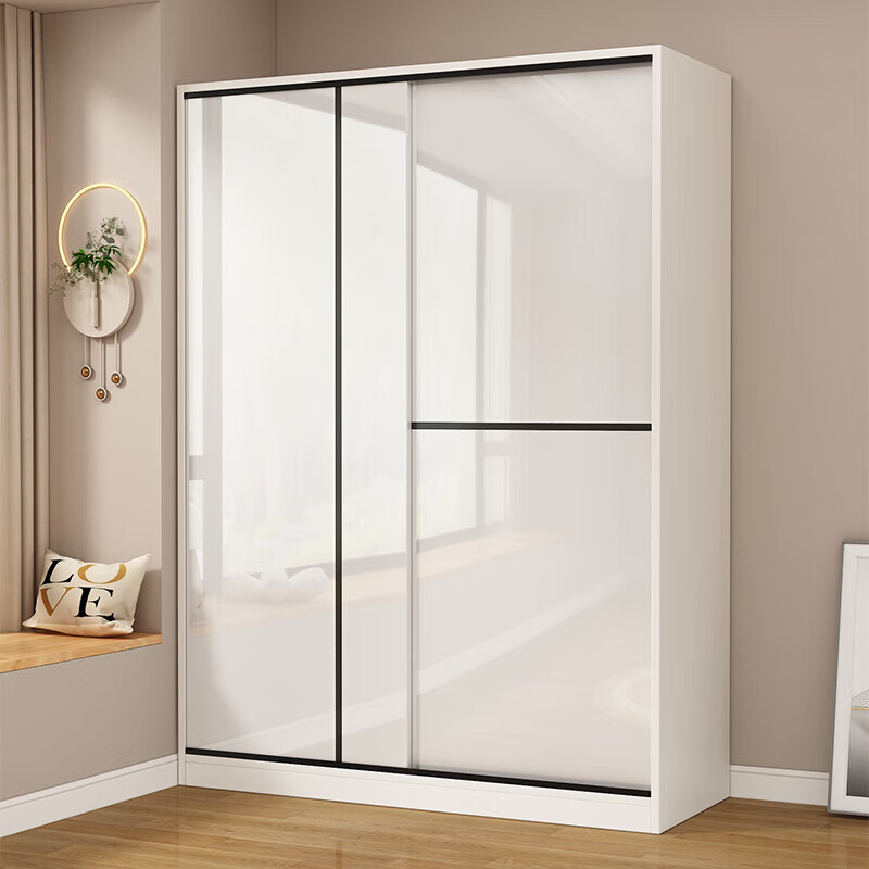 Yidian Yishu Wardrobe Home Bedroom Sliding Door Rental House Modern Simple Sliding Door Cabinet Simple Assembly Wardrobe Length 100 Width 50 Height 200 Main Cabinet Door-to-Door Delivery
