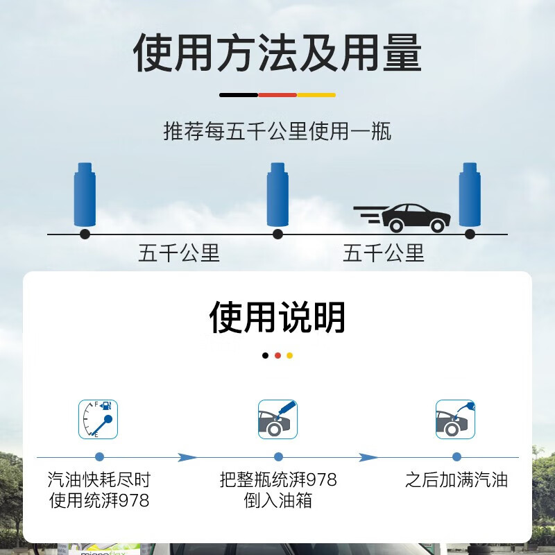 TUNAP TUNAP German imported gasoline additive 978 fuel treasure carbon deposition combustion chamber cleaning agent 200ml 978 gasoline combustion chamber cleaning agent 2 bottles