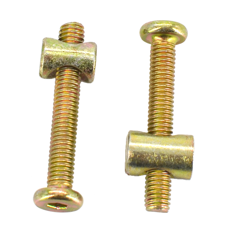 Easy Furniture Screw and Nut Set Baby Crib Bolt Bookcase Hexagonal Screw Hammer Nut Collection M6M8 M8*60 (5 Sets) with Slotted Nuts