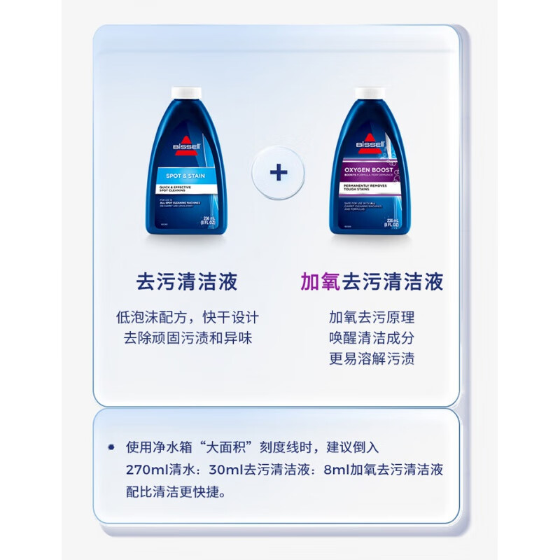 Bisheng cleaning liquid detergent cleaning machine 3698 floor washing machine accessories cleaning liquid 1558 cleaning machine original import 8 bottles oxygenated stubborn stains removal 236ml/bottle