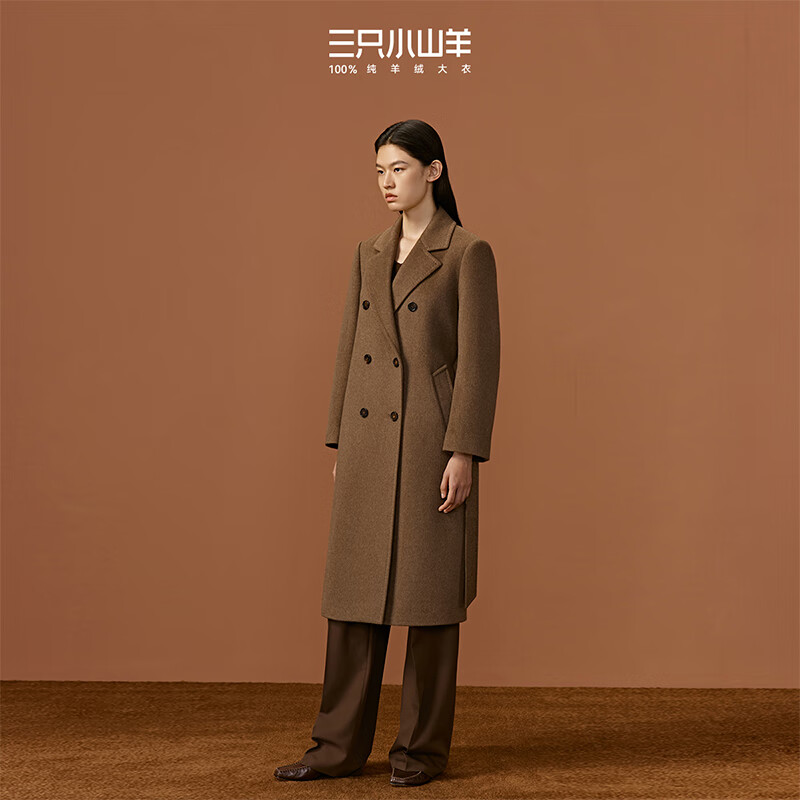 Three Little Goats Latte Brown Wilderness Maillard Style Autumn and Winter Thickened Lined 100 Pure Cashmere Women's Coat Latte Brown XL