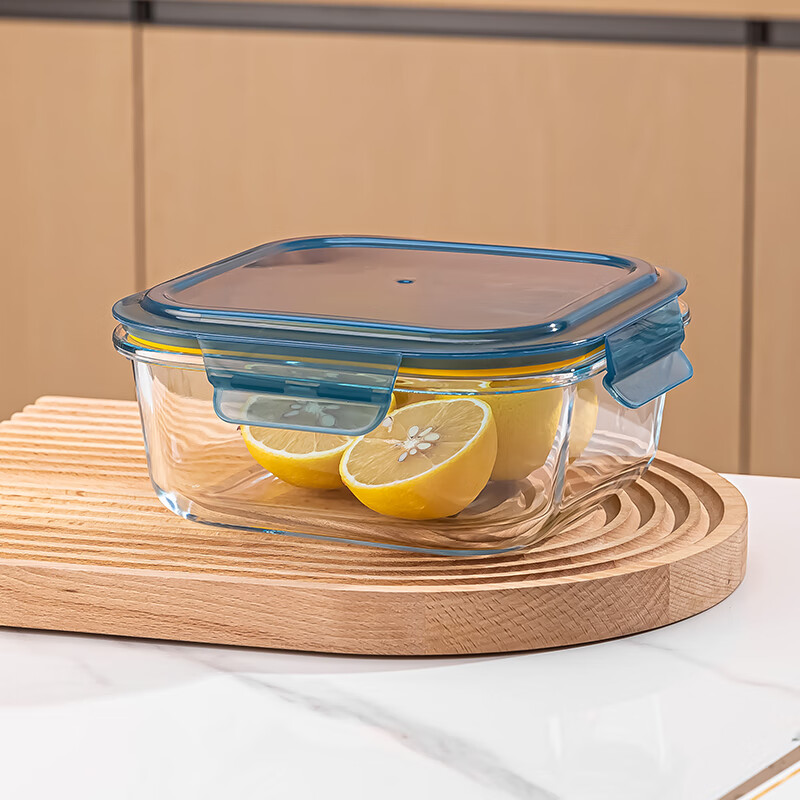 LOVWISH high boron glass fresh-keeping lunch box, microwaveable, special lunch box grid fresh-keeping and heat preservation partition type refrigerator, LOVWISH integrated lid, square, single piece 500ml