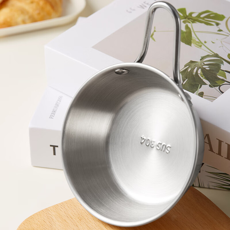 Baijie 304 stainless steel bowl, soup bowl, rice bowl, instant noodle bowl, baby food bowl, Korean rice wine bowl, silver 12cm