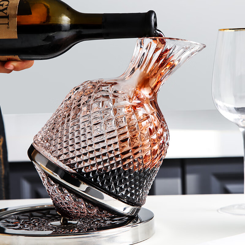 VINOS red wine decanter household high-end crystal glass rotating tumbler gyro decanter red wine divider wine set engraved red wine decanter gift box 1500ml