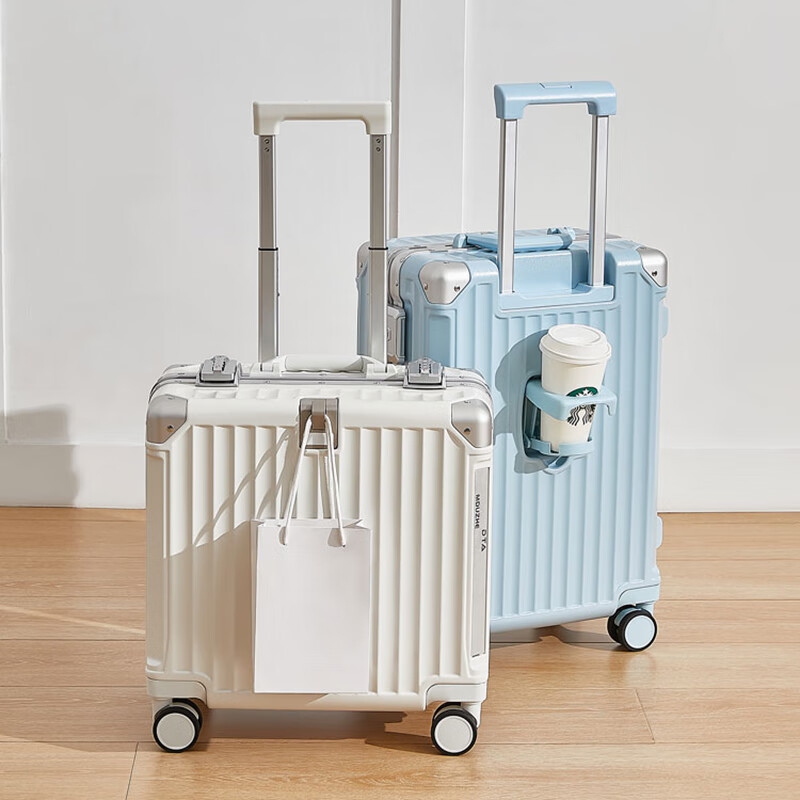 OULUNCHI high-end brand luggage for men and women, new trolley case, men's small boarding case, password box, lightweight travel case, women's silver 20 inches