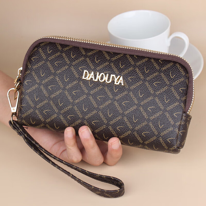 Kuqi Kangaroo 2025 New Wallet Women's Small Clutch Double-layer Zipper Women's Mobile Coin Purse Mom Soft Leather Wallet 2092 Hand Key Lock