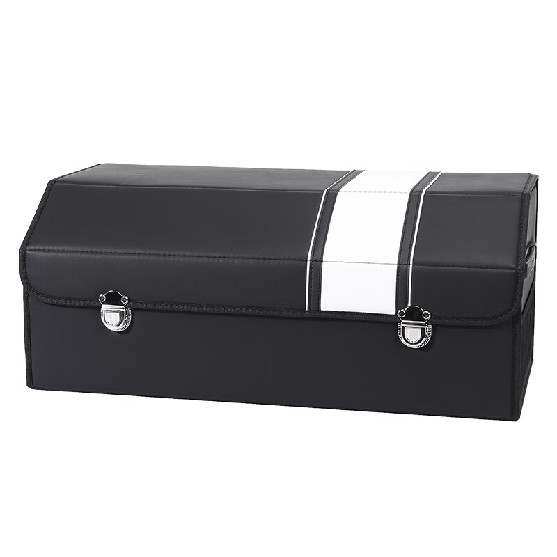 Lemei car trunk storage box car storage box multi-functional leather folding storage box car storage and organization box black medium splicing model 50*31*30cm