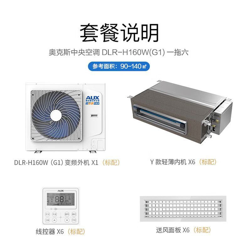 AUX air-conditioning appliances subsidy central air-conditioning 4P5P6P one-to-three/one-to-four/one-to-five one-to-six multi-connected duct machine new level inverter air conditioner 6 HP first level energy efficiency 160W (G1) one to six upgraded model