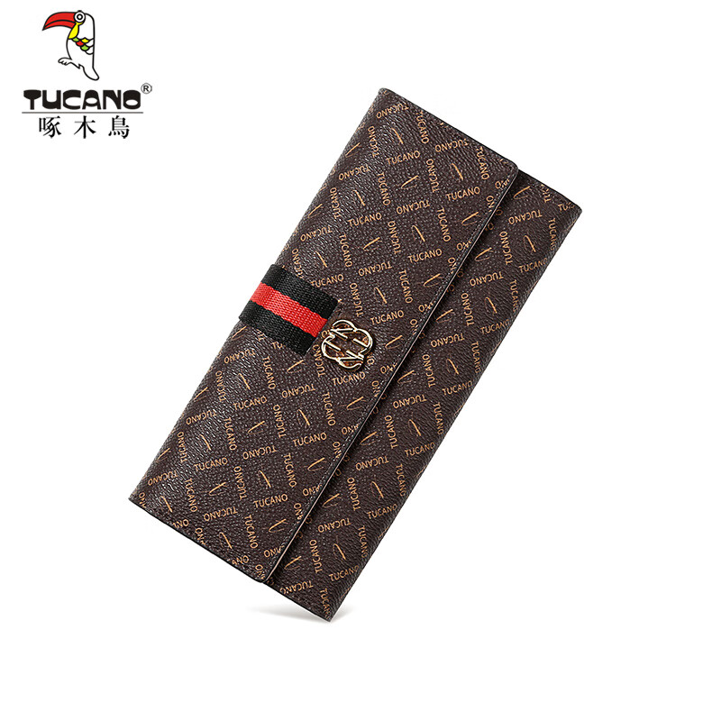 Woodpecker (TUCANO) Wallet Women's Long Wallet Card Holder Two-in-One Classic Print Large Capacity Wallet New Year's Day Birthday Gift