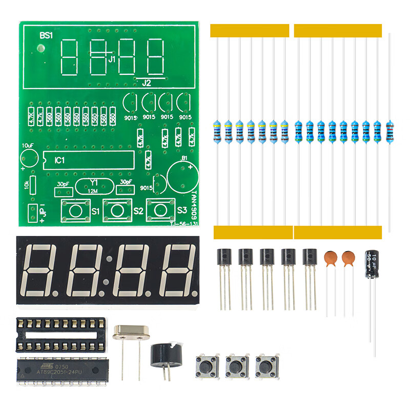 Wulu Electronics 4-digit electronic clock DIY kit microcontroller clock alarm clock production welding practice circuit TJ-56-131 kit (battery box not included)