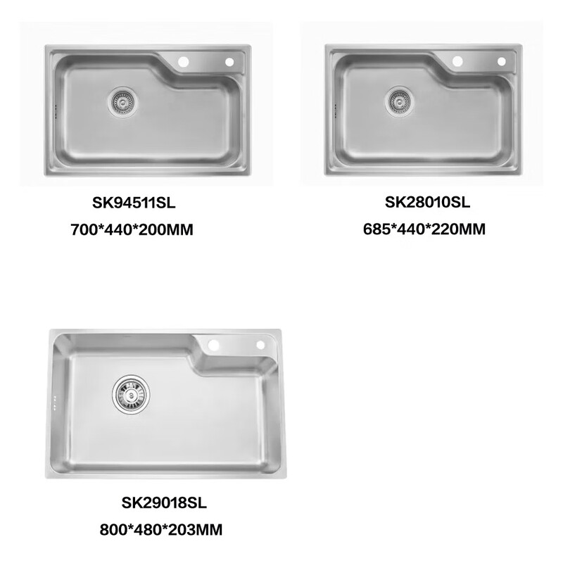 Moen 68/70/80cm classic kitchen single-slot stainless steel sink 28010SL 29018SL 68cm single-slot SK28010SL 685*440*2