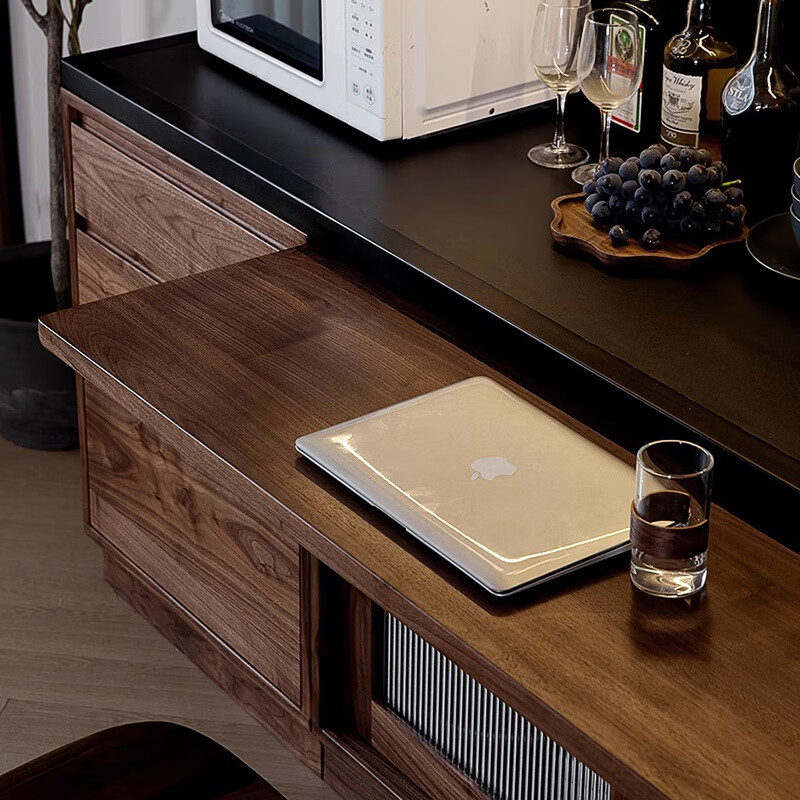 Soran North American black walnut sideboard dining table integrated wall-mounted rotatable folding restaurant storage cabinet slate storage cabinet black walnut cabinet 1.88 meters (combination cabinet)