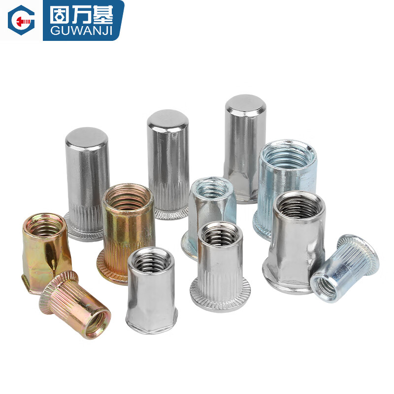Guwanji 304 stainless steel rivet nut flat head knurled rivet nut pull cap rivet cap national standard standard parts M6 304 flat head - 10 pieces