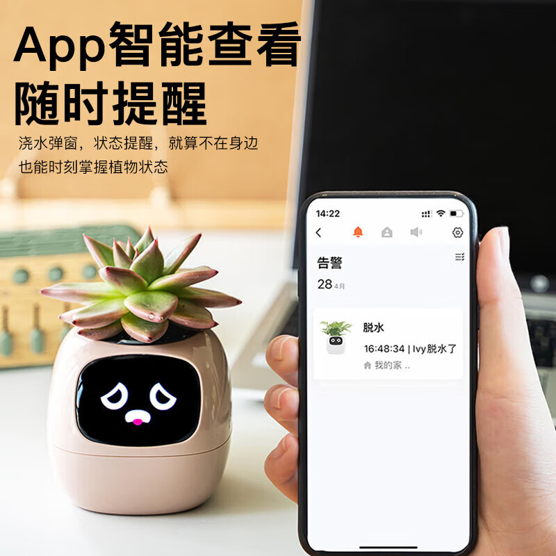 Ivy Emotional Intelligent Plant Cute Pet Intelligent Robot Flower Pot Plant Table with Trendy Ornaments Birthday Gift Lemon Yellow Smart Flower Pot Happy Birthday Gift Set Ghostwritten Oil Painting Style Greeting Card