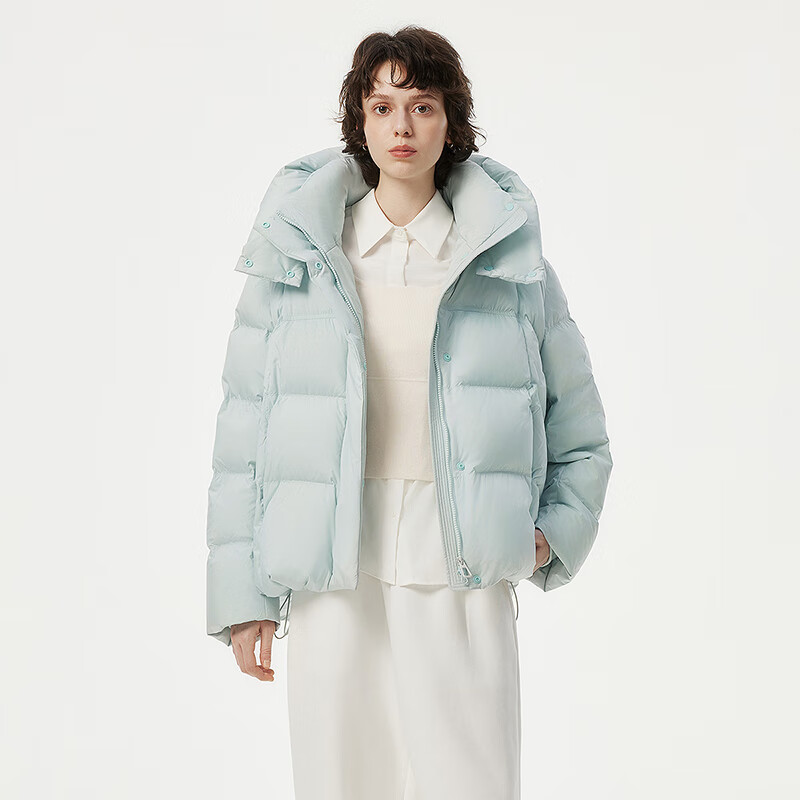 Tambor Korean style puff down jacket women's short removable hood winter loose thick coat TBF530368D Frost Blue S 160/84A