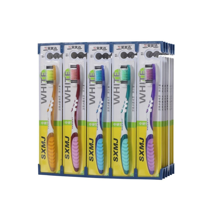 Sanxiaomeijie medium-hard bristle toothbrush for adults, large-headed, men and women, tooth-stained soft-bristled household combination, medium-hard bristle 5 pieces