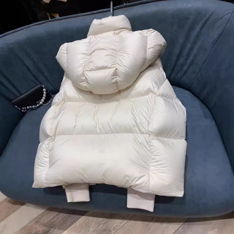 Weirou Boston Down Jacket Women's 2025 90 White Duck Down Puff Turtle Back Short Cloud Thick Loose Hooded Jacket White New National Standard Duck Down S (85-125 catties)