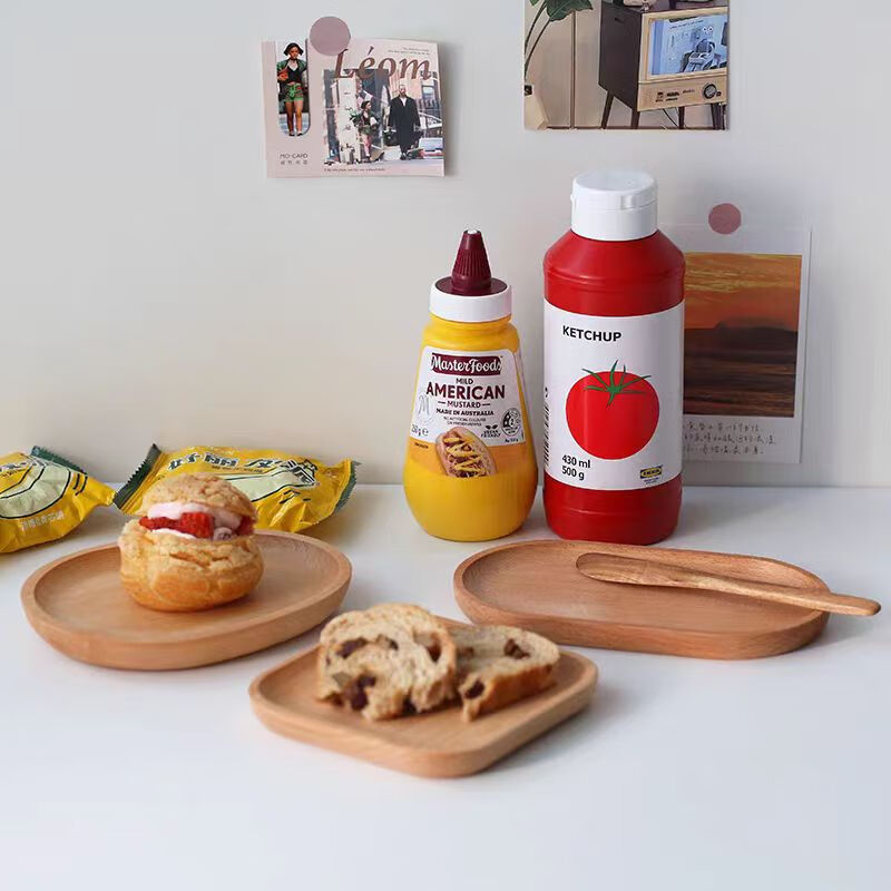 Wilkie wooden tray solid wood wooden tea tray wooden tray fruit tray breakfast tea tray wooden snack tray coffee saucer coffee oval tray 10*18cm