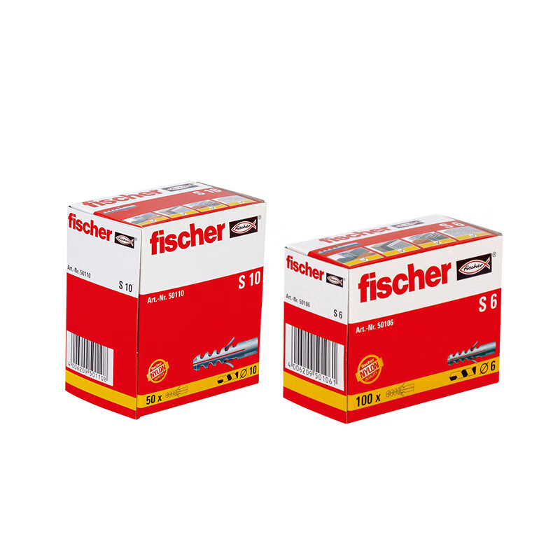 Fischer safety nylon expansion screw S series concrete solid bricks original imported boxed S6x30 single tube boxed 100 pieces 567429