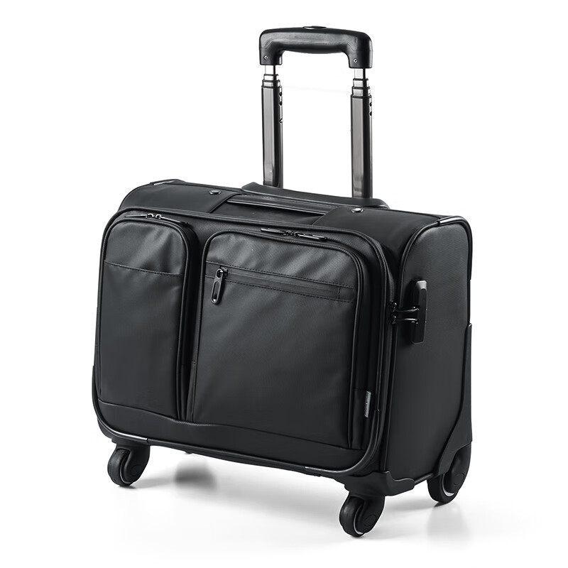 SANWA water-repellent trolley case code lock trolley bag 4-wheel business travel carry-on suitcase small short-term travel suitcase black 20 inches 38 liters large capacity organ page storage bag