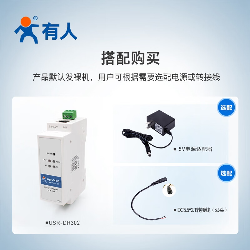 Renmin IoT rail-type serial port server RS485 to Ethernet two-way transparent transmission small size MODBUS gateway USR-DR302