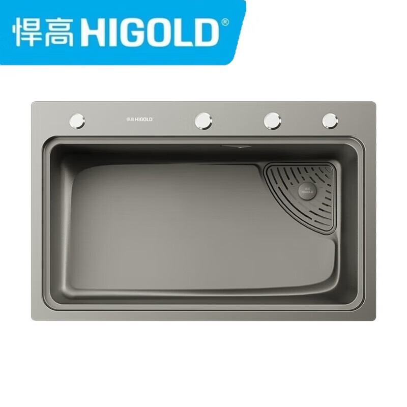 Higgold kitchen sink 75*48 large single tank 304 stainless steel nano multi-functional sink Raindance waterfall handmade tank 750*480 light gray (bare tank)