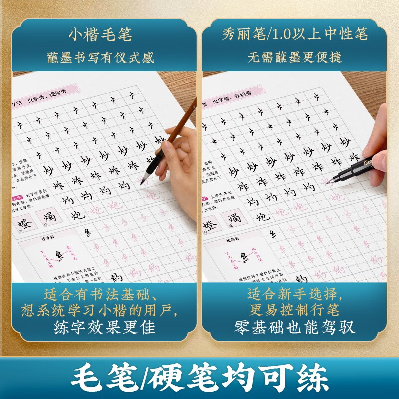 Hua Xia Ten Thousand Volumes Copybook, Lu Zhongnan's Quick Start in Small Regular Letters, Hard Pen Poetry and Essays, 7000 Commonly Used Characters, Fountain Pen Copybook, Soft Pen Brush Tutorial, Beautiful Fonts for Beginners and Adults, Introductory Tutorial for Copying