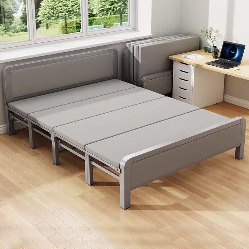 L&S folding sheet single bed office lunch break bed home companion bed hard bed BGC856 all gray 150cm
