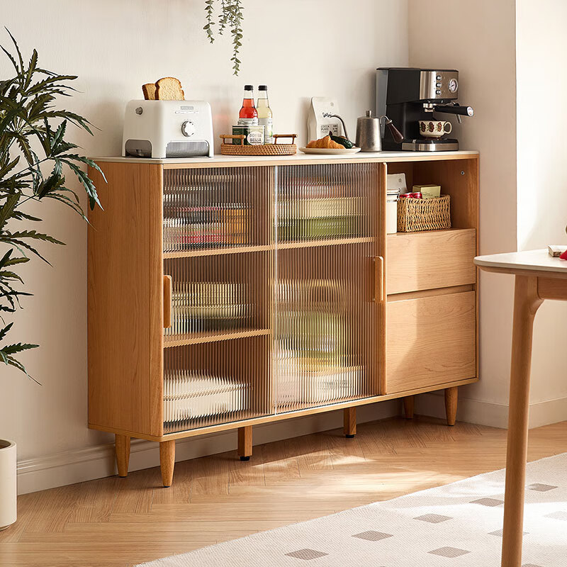 Lin's home sideboard narrow side wall integrated storage cabinet living room tea cabinet ultra-narrow cabinet Lin's Wood Industry UB3T