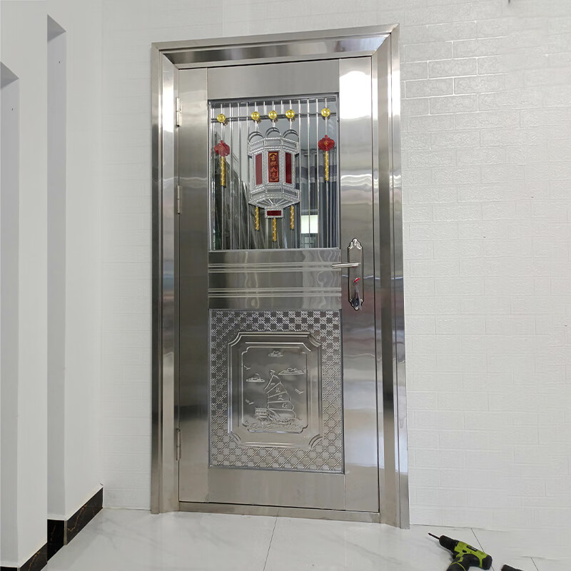 Qilicai 304 stainless steel door rural self-built house entrance double door balcony door sunproof, moisture-proof, rust-proof and anti-theft door A six-square outer right 860x1970mm