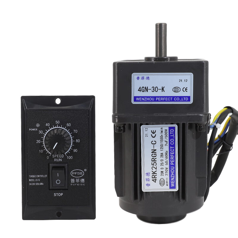 Yue Changsheng 40W220V AC reduction motor 4RK40RGN reversible speed motor high torque metal gearbox motor motor + gearbox 4GN20K (0-62 revolutions per minute 40W motor + speed regulator