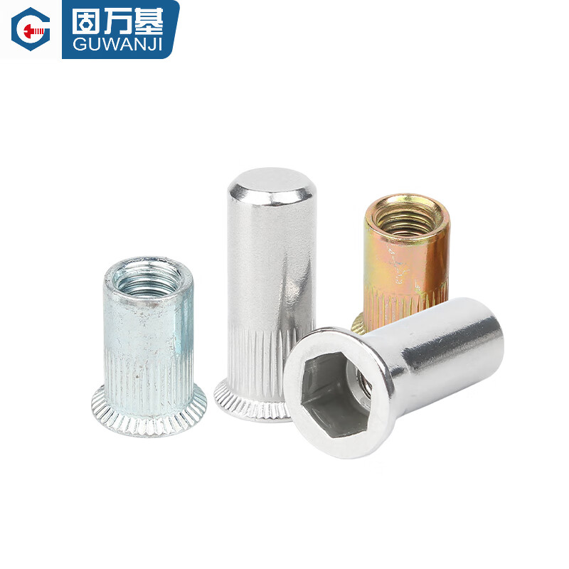 Guwanji 304 stainless steel rivet nut flat head knurled rivet nut pull cap rivet cap national standard standard parts M6 304 flat head - 10 pieces
