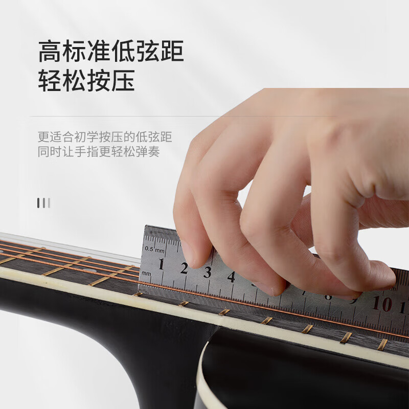 Lovebird folk guitar 38-inch beginner's entry-level guitar instrument for men and women, glossy black