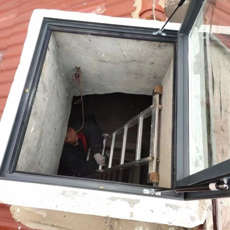 Meikejie thickened aluminum alloy electric skylight roof manual shading basement cement table sunroom pitched roof customization thickened large opening 940*940 with glass gray