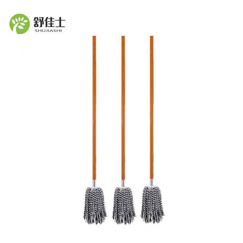 Shujiashi wooden pole iron head mop large reinforced blue and white thread round head