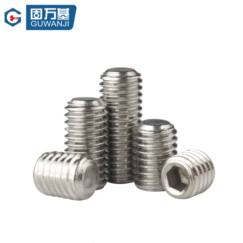 Guwanji 304 stainless steel flat-end machine screws, set screws, hexagonal headless top screw, national standard accessories, M4x10, 50 pieces